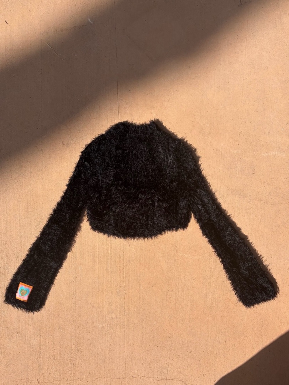 UNIF Black Fuzzy Cropped Sweater